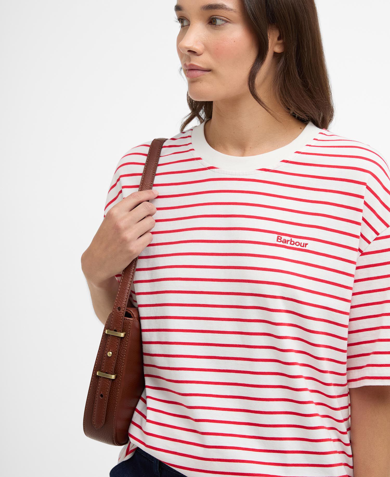 T-shirt Oakley con motivo a righe Poppy Red Stripe
