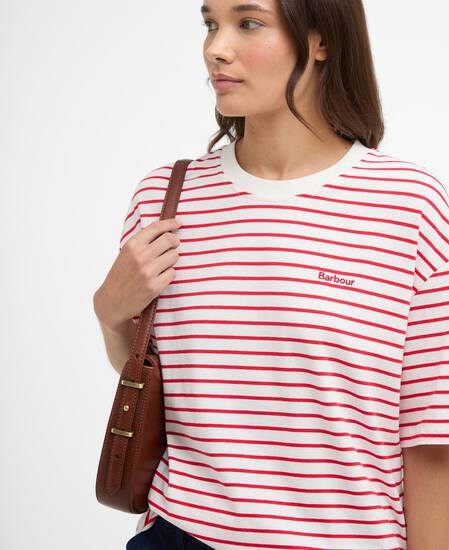 T-shirt Oakley con motivo a righe Poppy Red Stripe