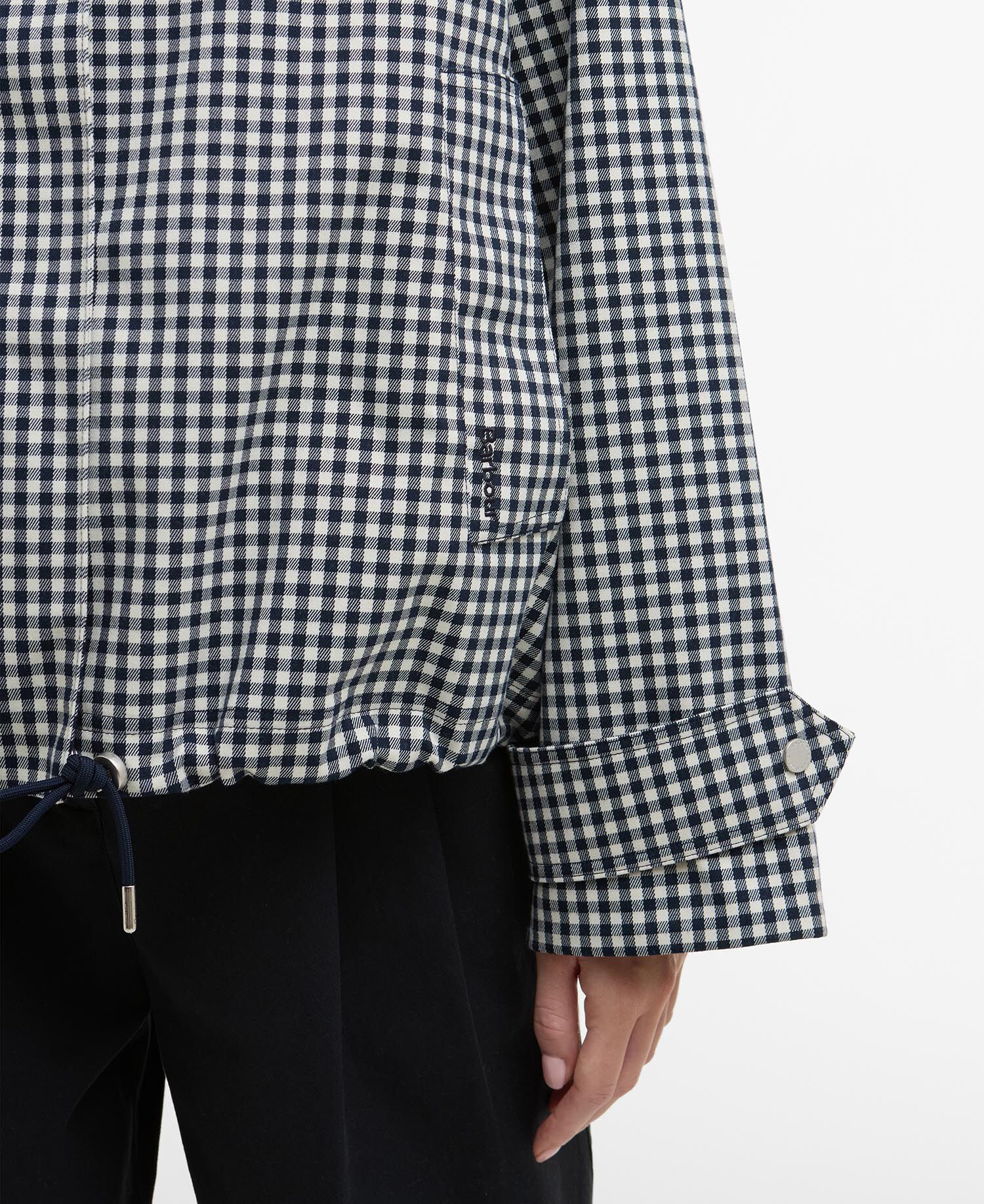 Bronwyn Gingham Funnel-Neck Showerproof Jacket Navy Gingham