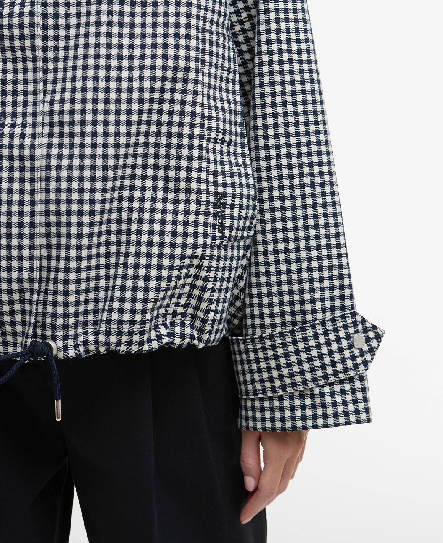 Bronwyn Gingham Funnel-Neck Showerproof Jacket Navy Gingham image number 4
