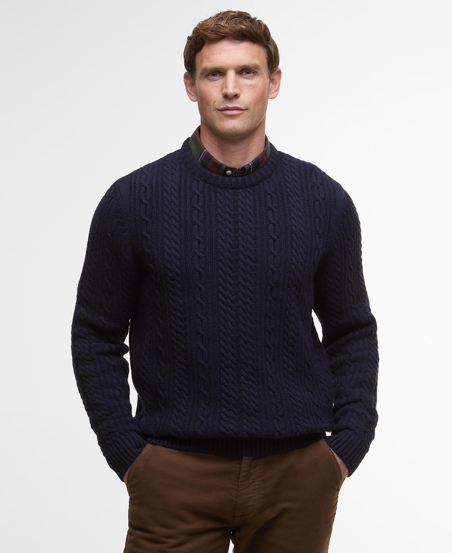 Lowfen Cable-Knit Jumper Navy