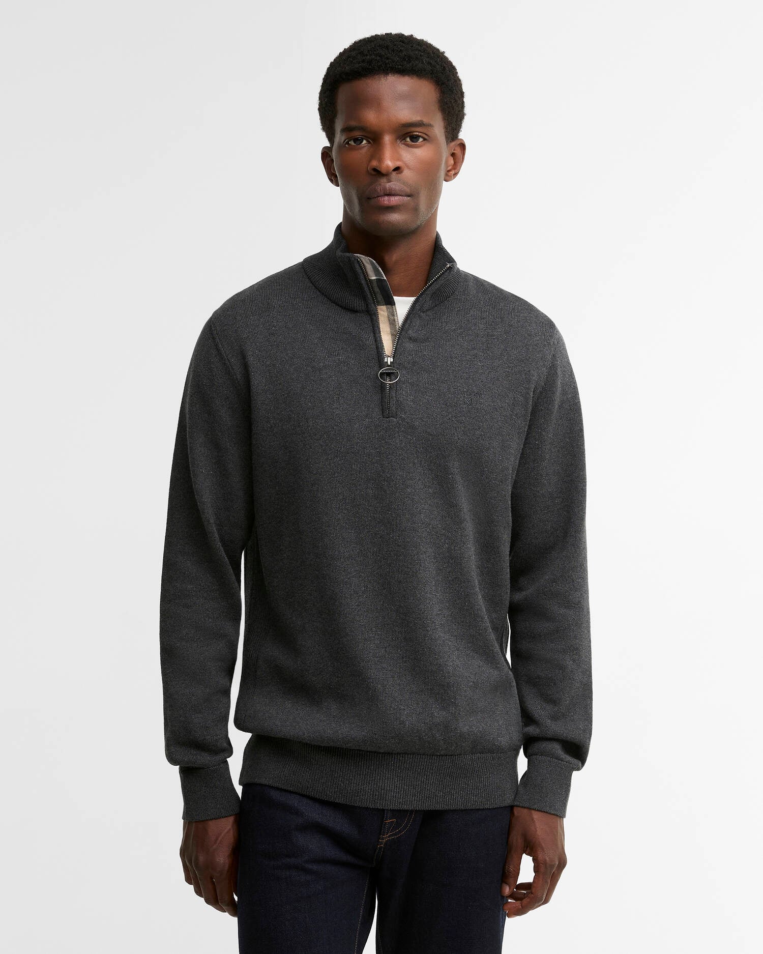 Cotton Quarter-Zip Jumper Charcoal image number 0