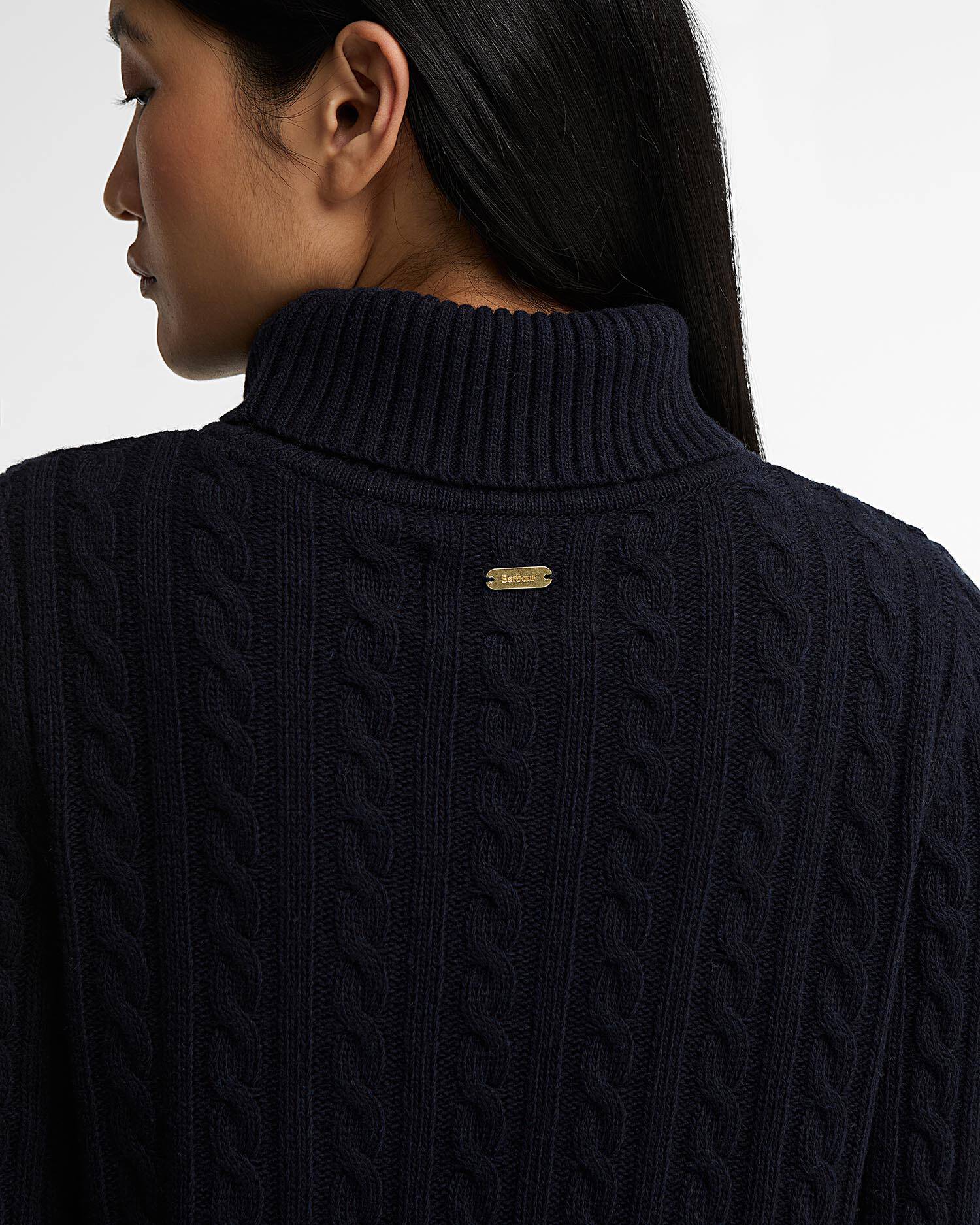 Ambleside Cable-Knit Rollneck Jumper Navy image number 4