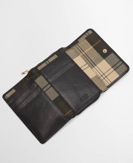 Portafoglio con patta in pelle Rosa Black/ Deboss Tartan