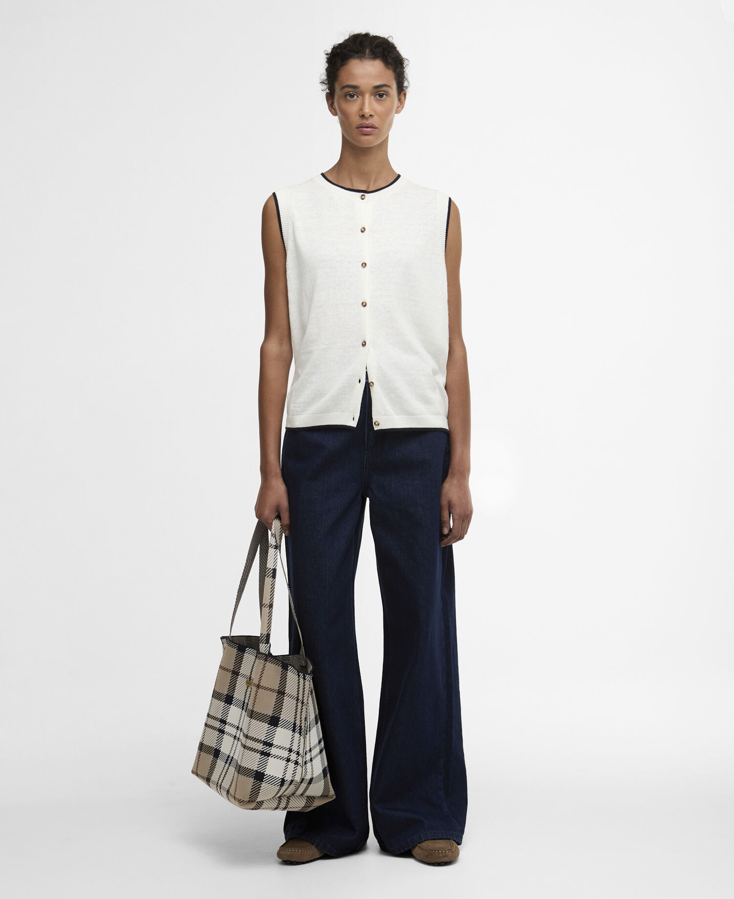 Maia Knitted Vest Cloud/Navy