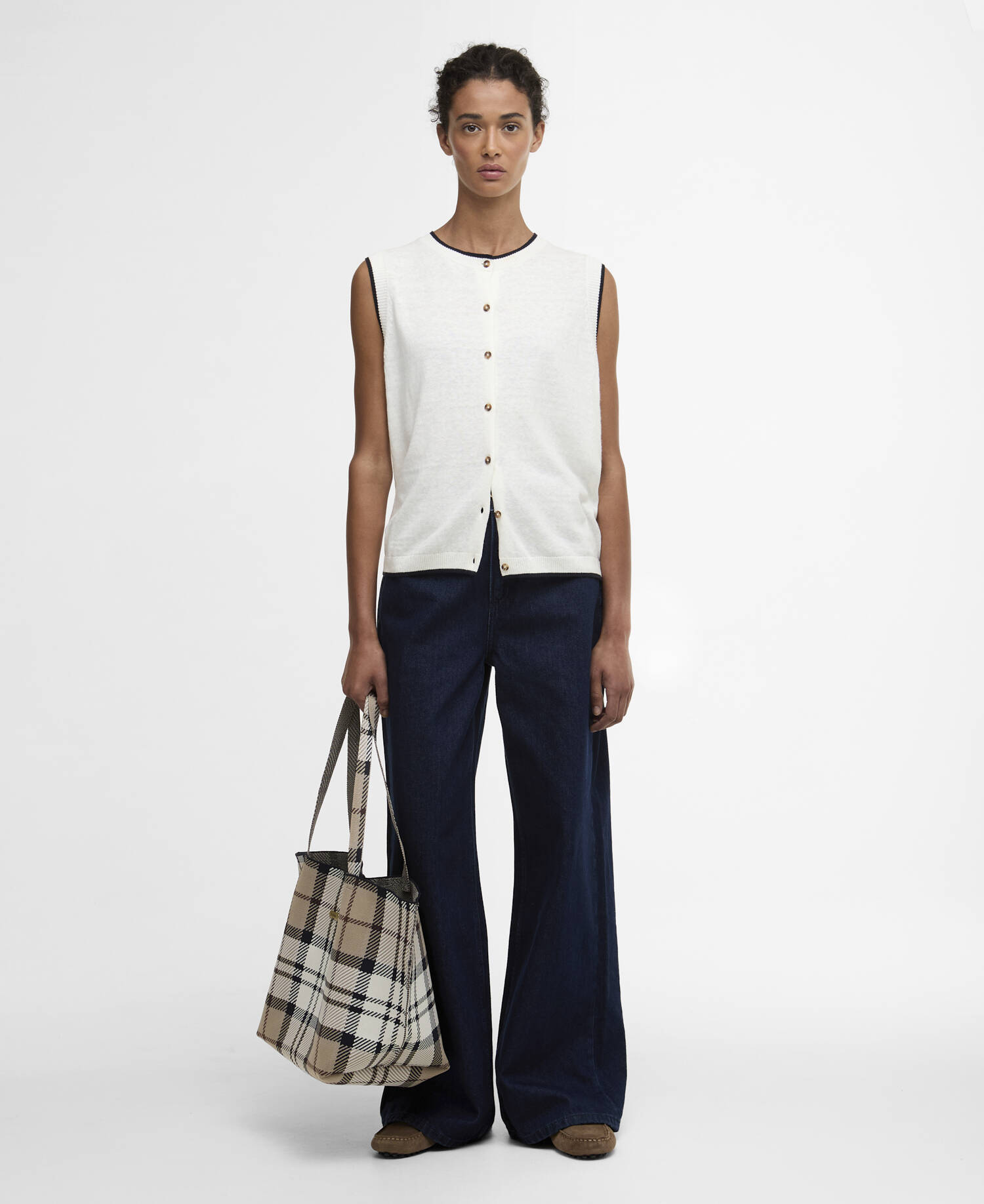 Maia Knitted Vest Cloud/Navy image number 1