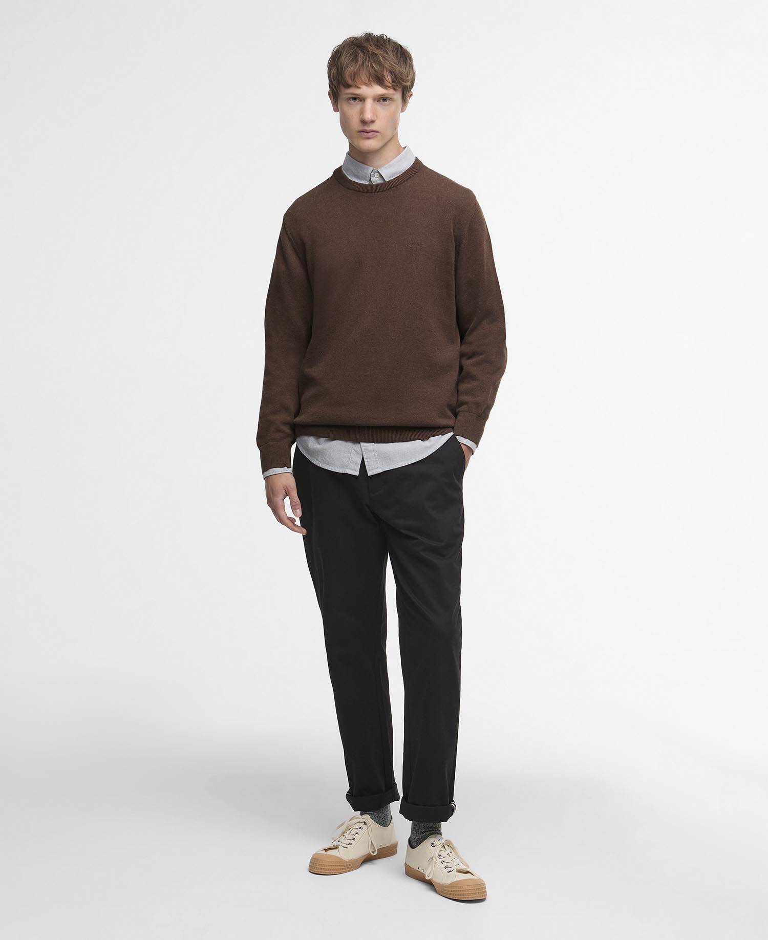 Maglione girocollo in cotone Pima Umber image number 1