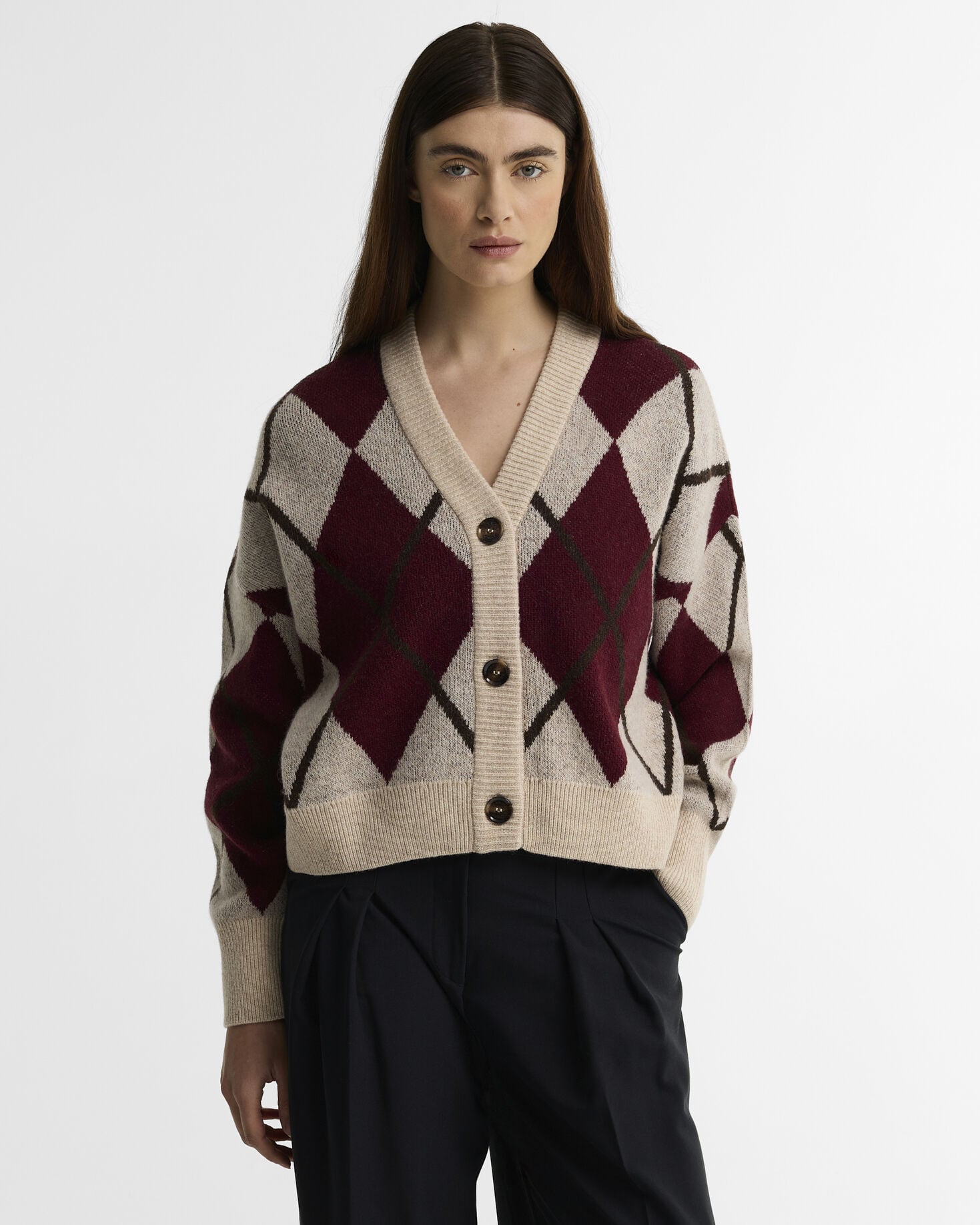 Harleigh Argyle Wool-Blend Cardigan Multi