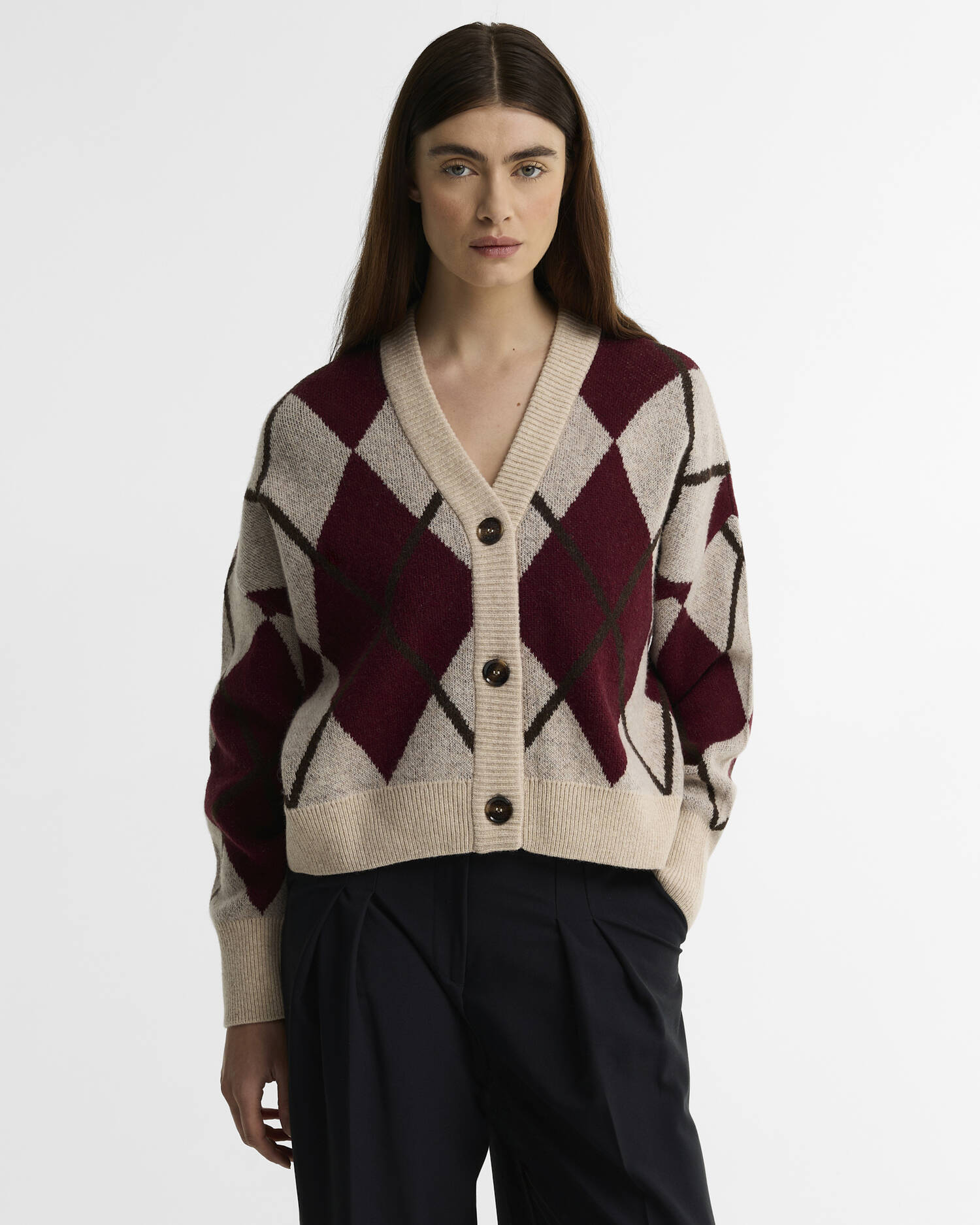 Harleigh Argyle Wool-Blend Cardigan Multi image number 0