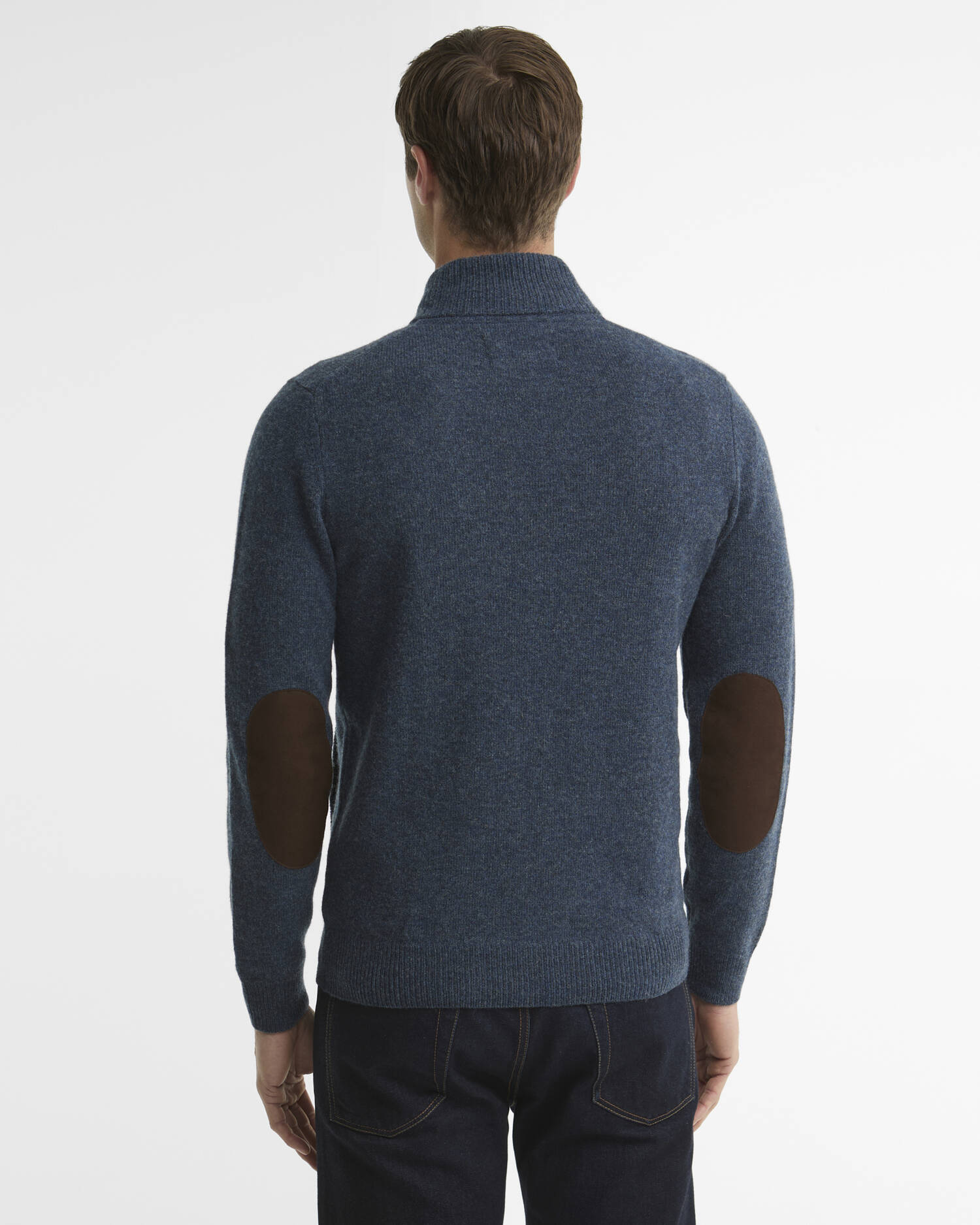 Essential Elbow-Patch Cardigan Dark Indigo image number 2