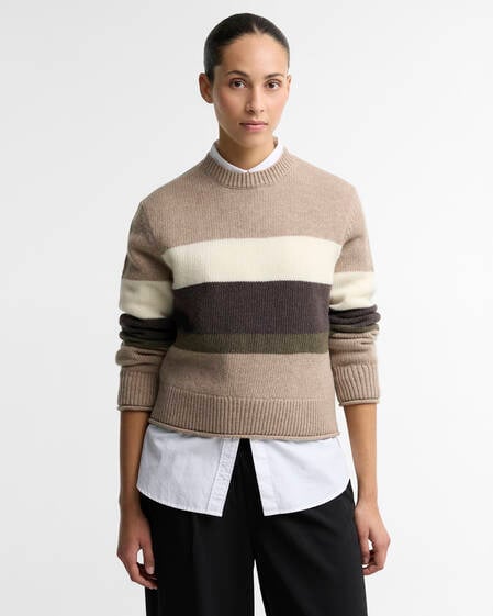 Maglione girocollo Wrenwood in lana con motivo a righe Warm Trench Multi