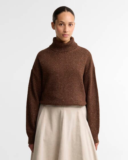 Maglione Stanford a collo alto con risvolto in lana screziata Rustic