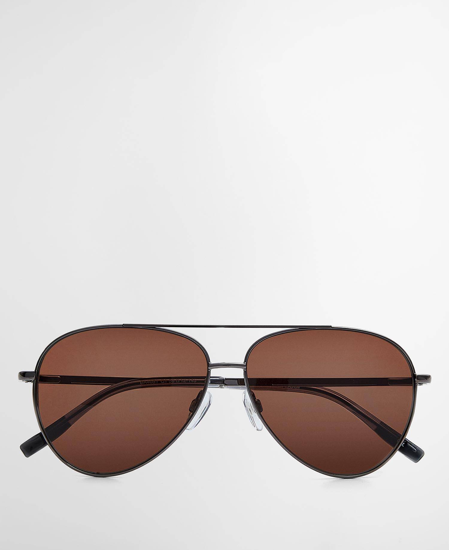 Round Aviator Sunglasses Gun Metal image number 0