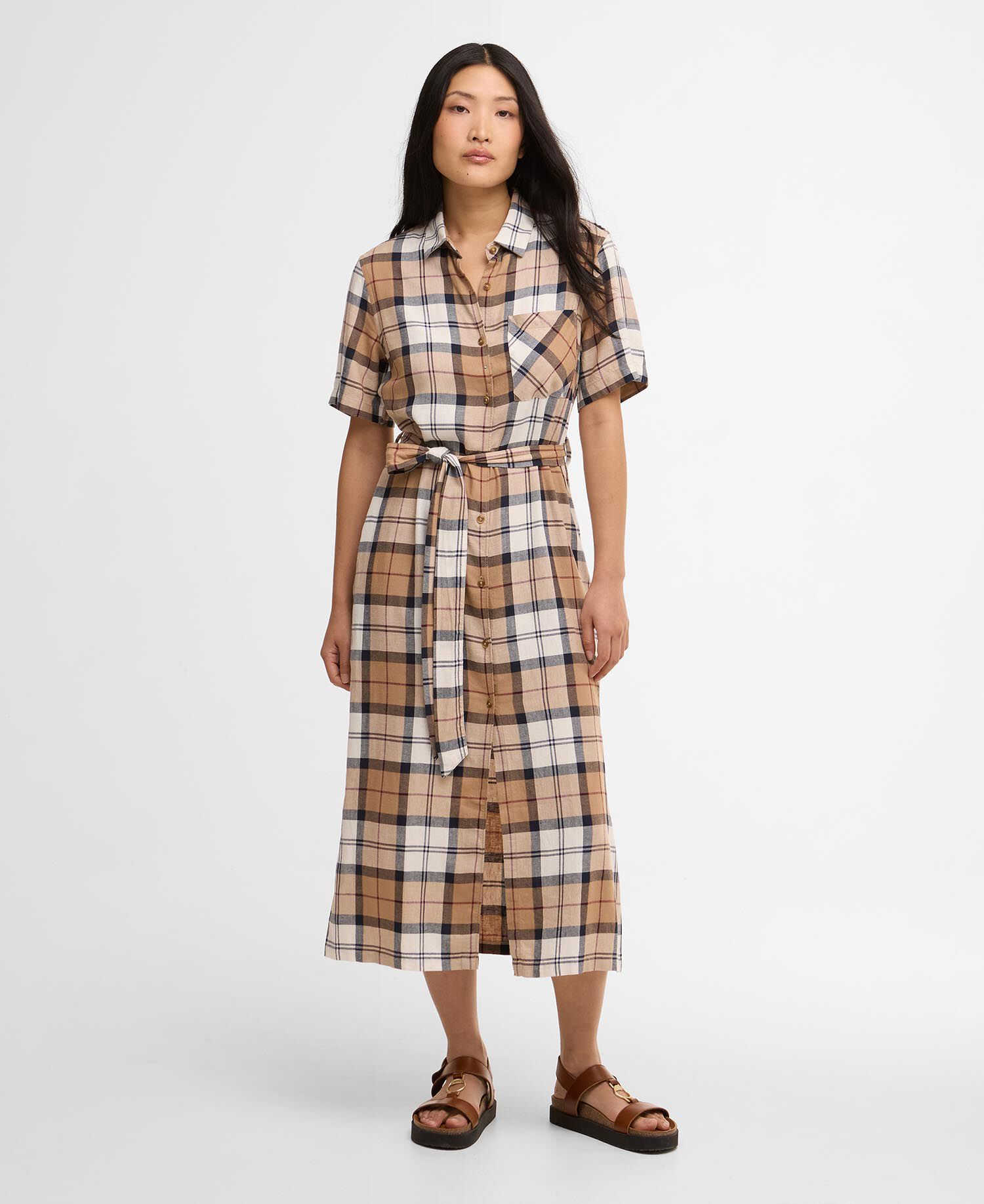 Abito midi in tartan Fern Hessian Tartan
