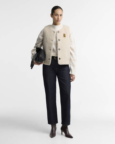 Bowes Fleece Gilet Ecru