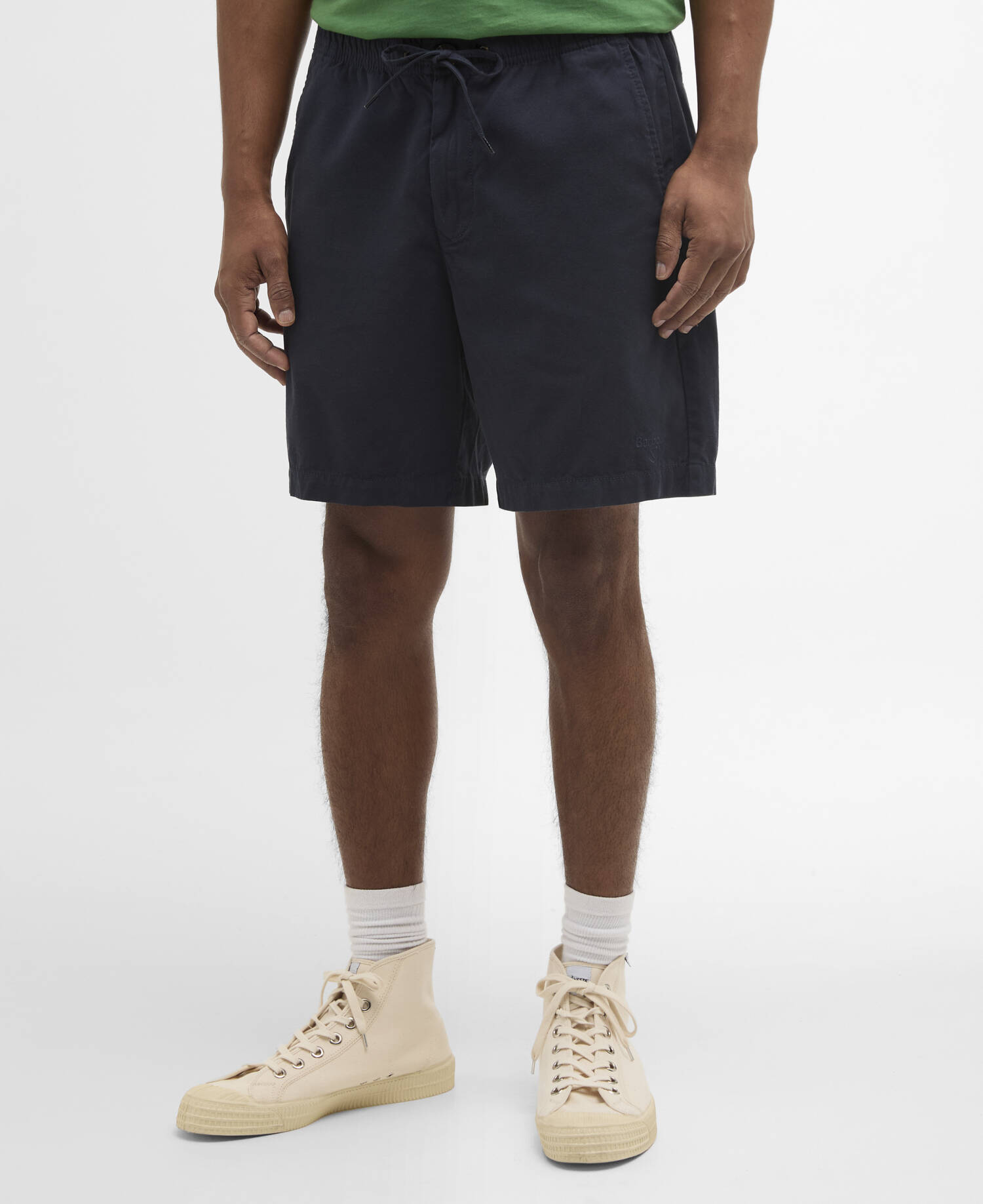 Washed Oxford Relaxed Shorts Navy image number 1