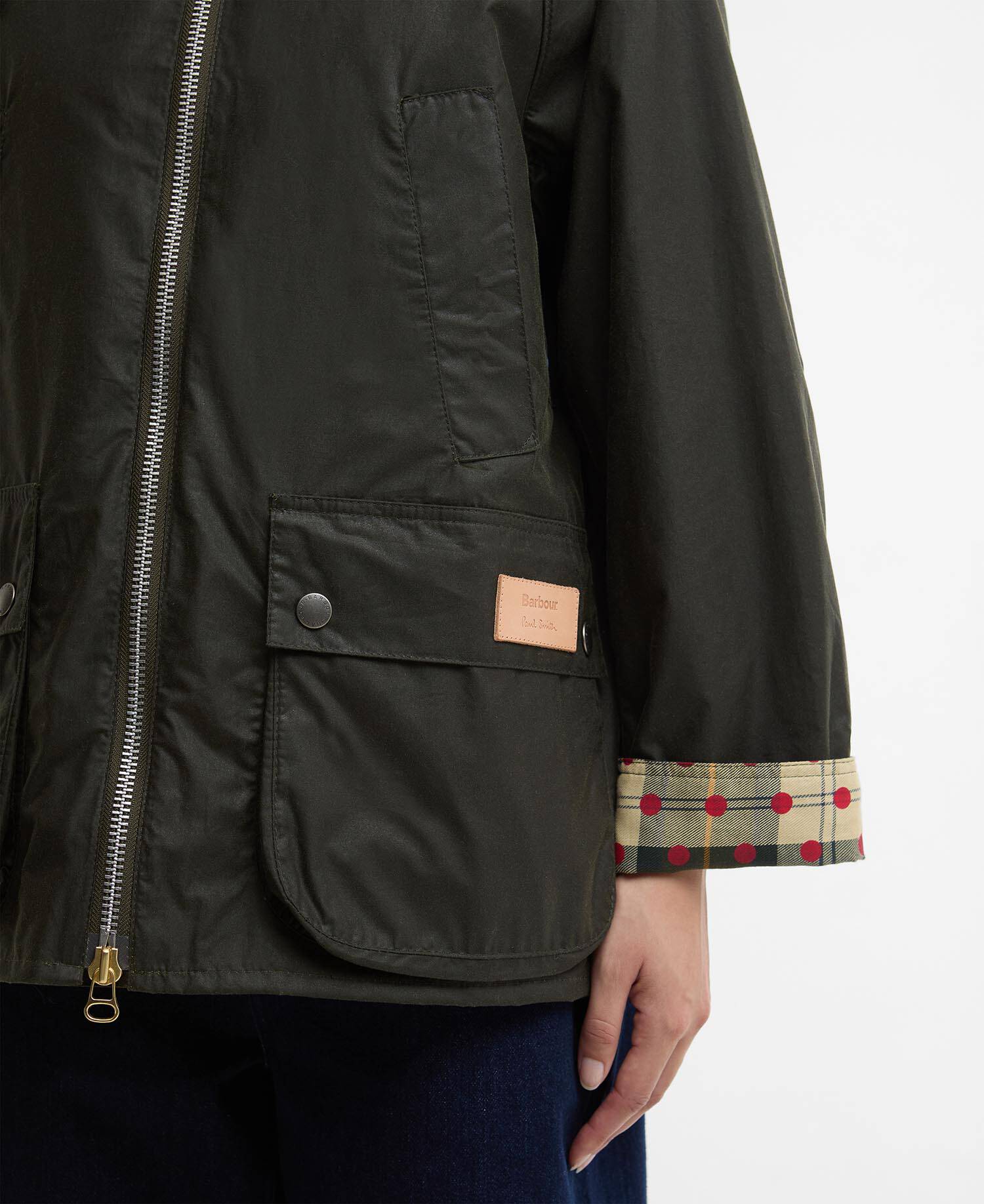 Paul Smith Loves Barbour Damen Wachsjacke Bedale Archive Olive/ Ancient/Winterberry image number 6