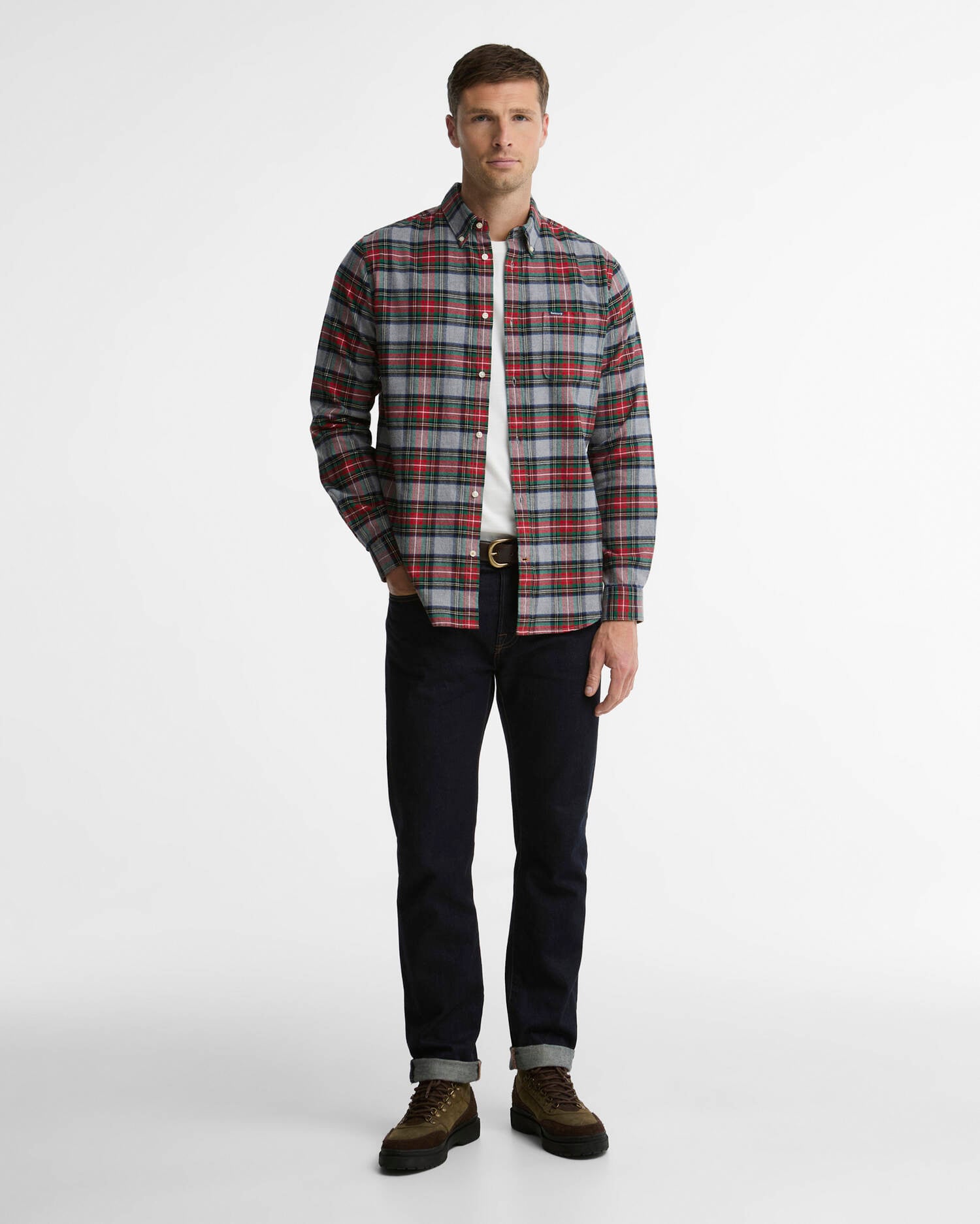 Hemd Ronan Tailored Check Mid Grey Marl image number 1