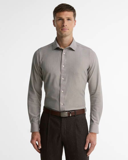 Camicia Beckdale a maniche lunghe leggermente aderente con motivo pied-de-poule Stone