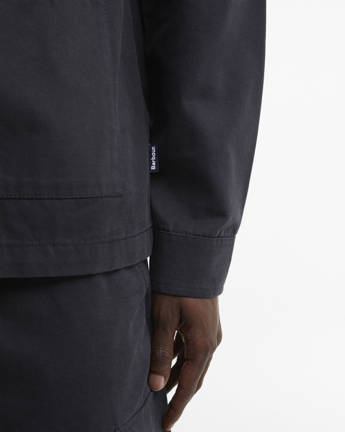 Barbour Overshirt Tartan Trimmed Washed Dark Navy
