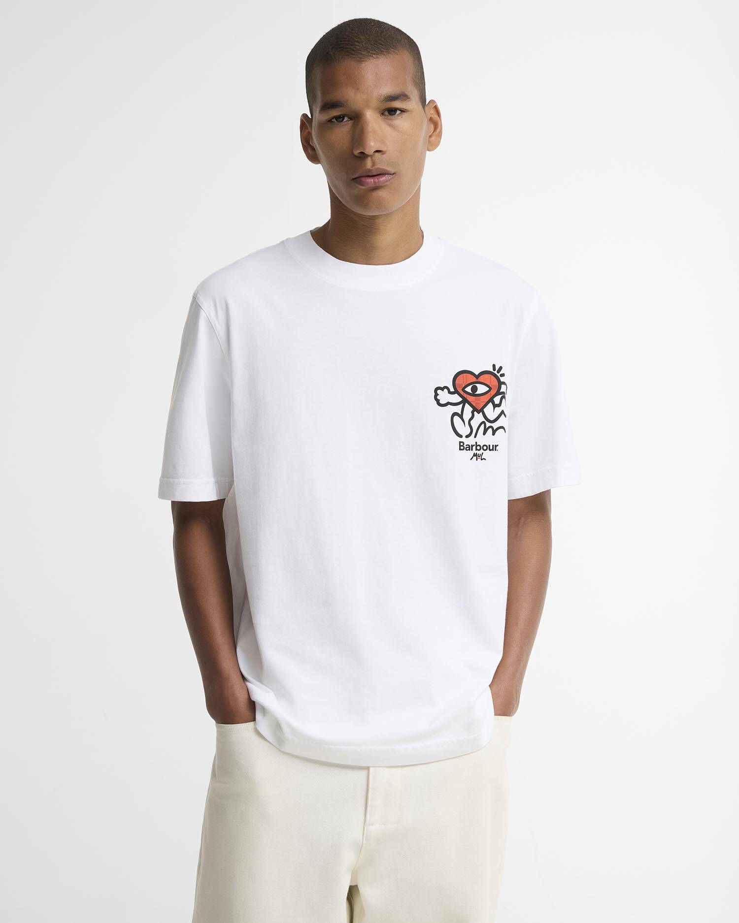 Barbour x Mul Camping Trip Relaxed T-Shirt White image number 0