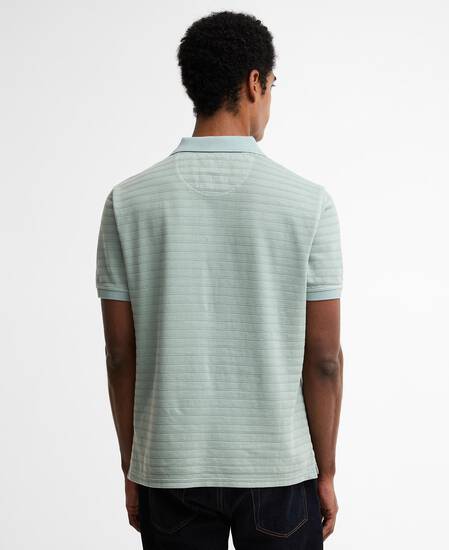 Tenbury Striped Tailored Polo Shirt Dusty Slate