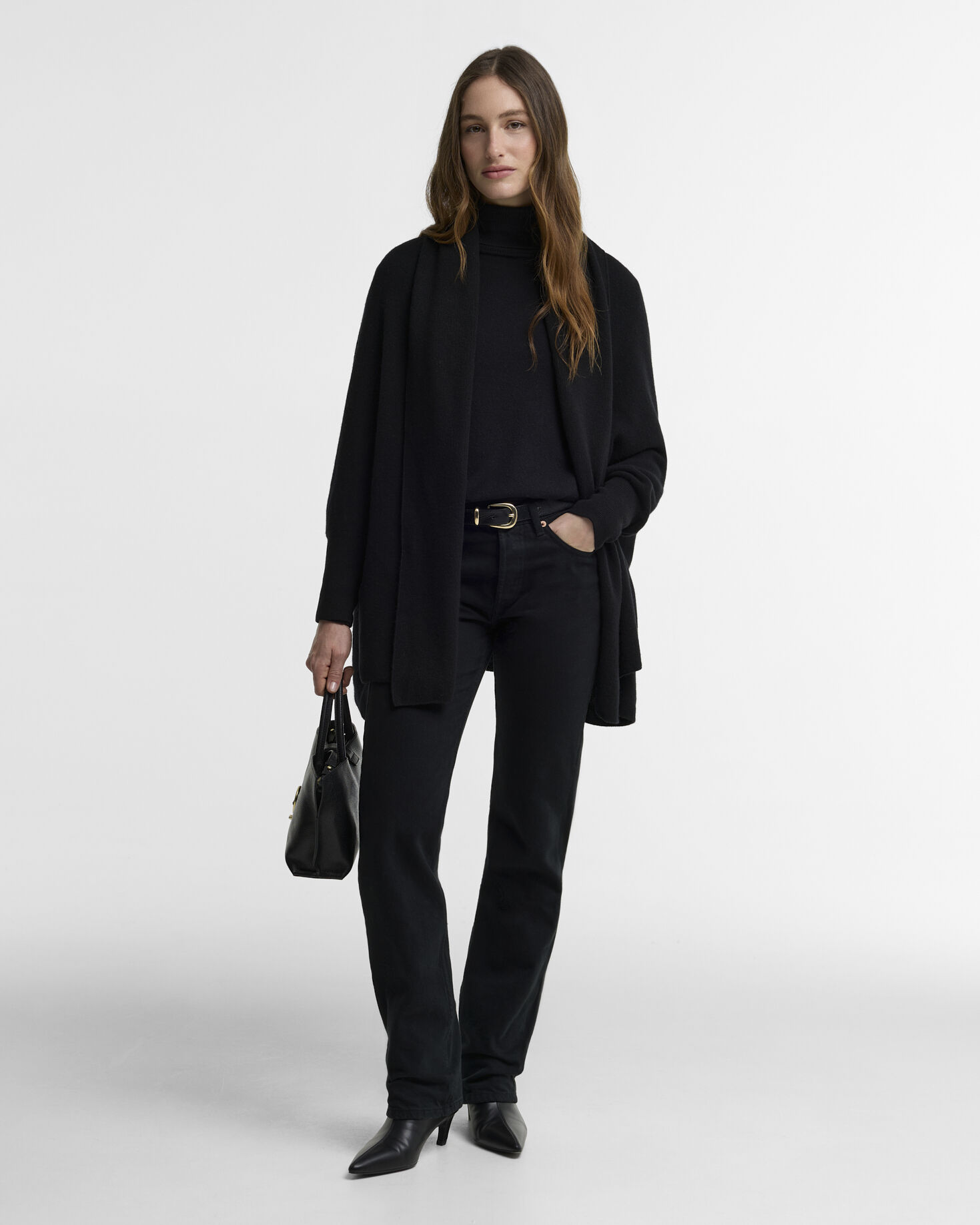 Eva Wool-Blend Cape Black