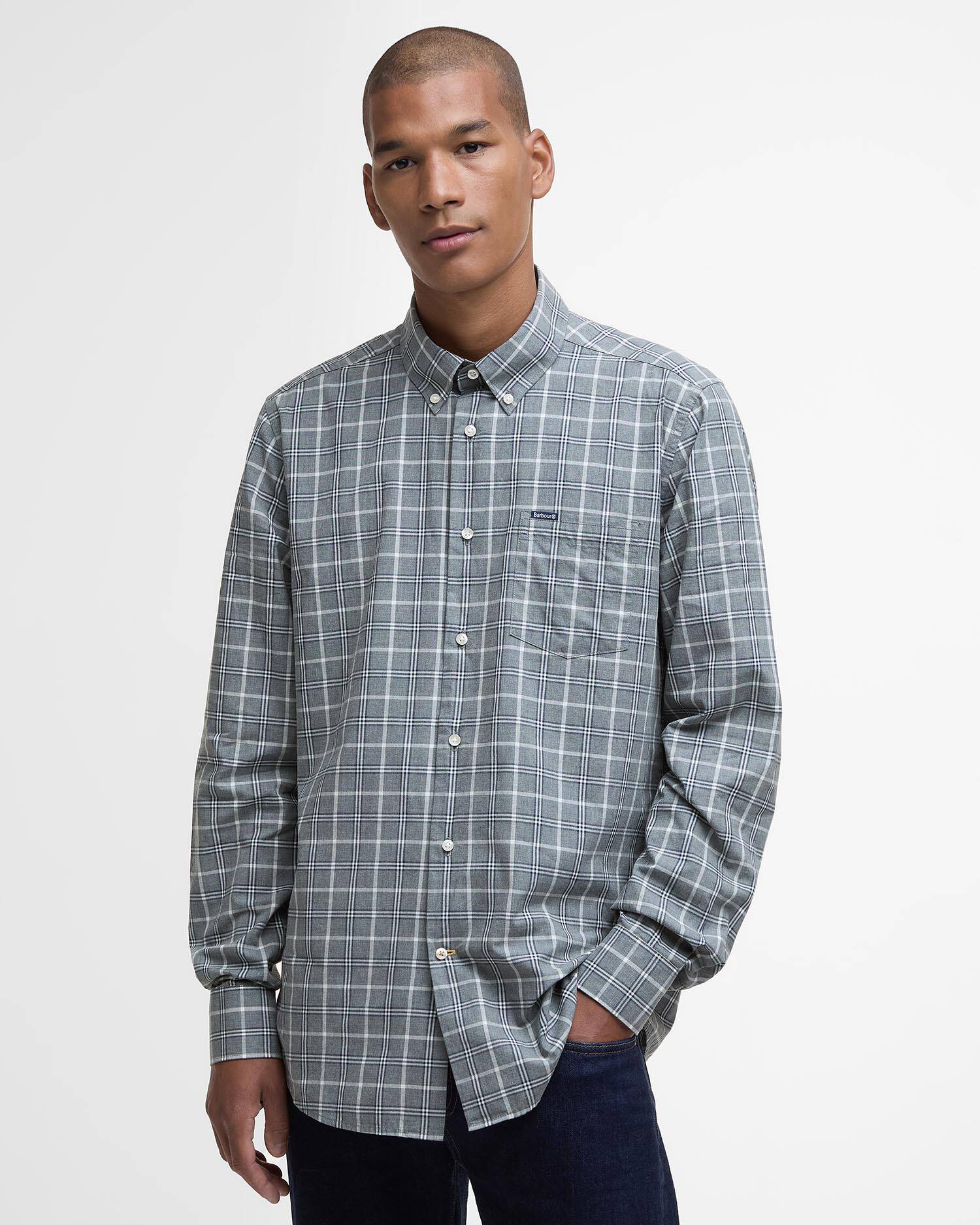 Bramham Checked Tailored Shirt Grey Marl image number 0