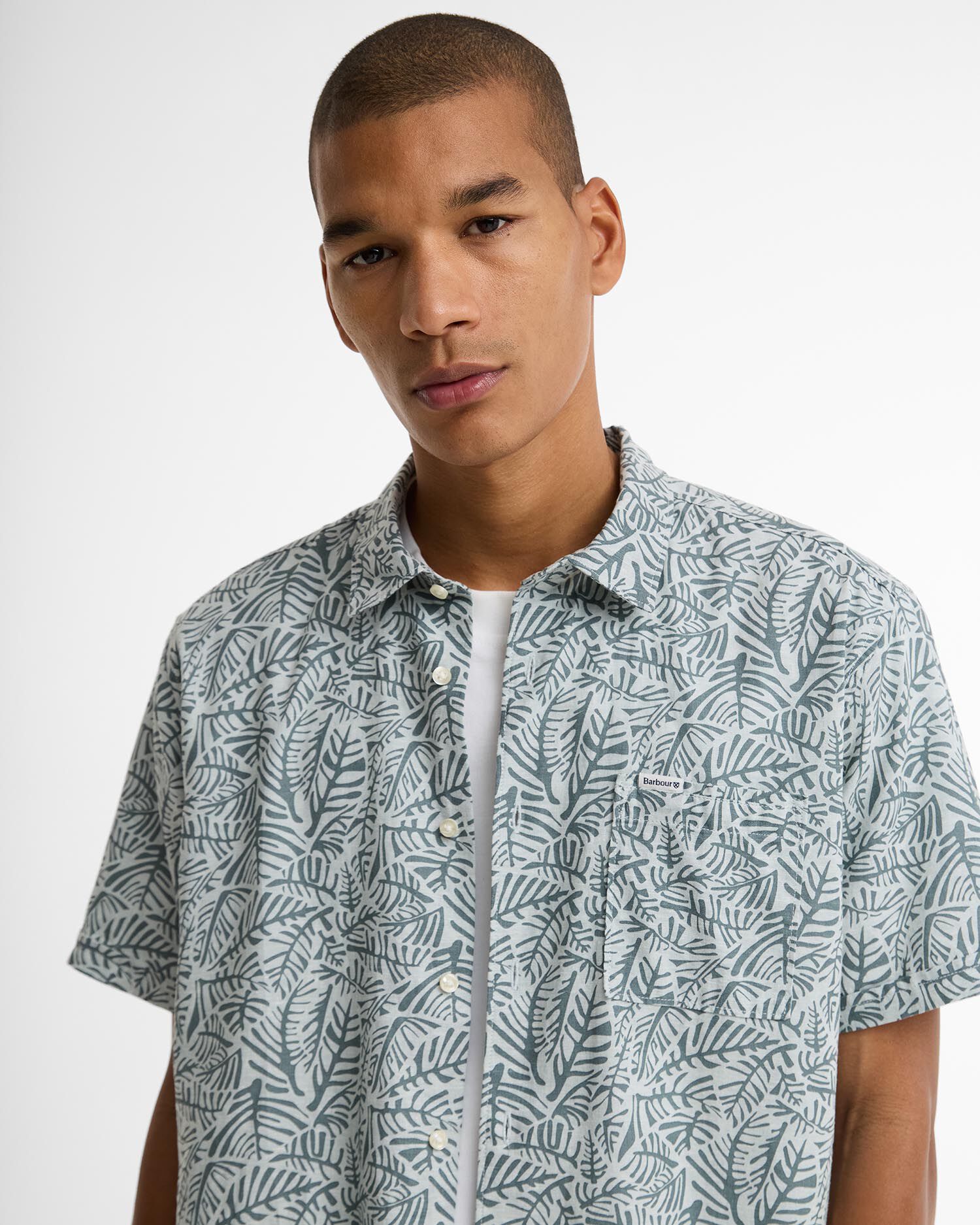 Camicia Dearham a maniche corte con stampa Dusty Slate