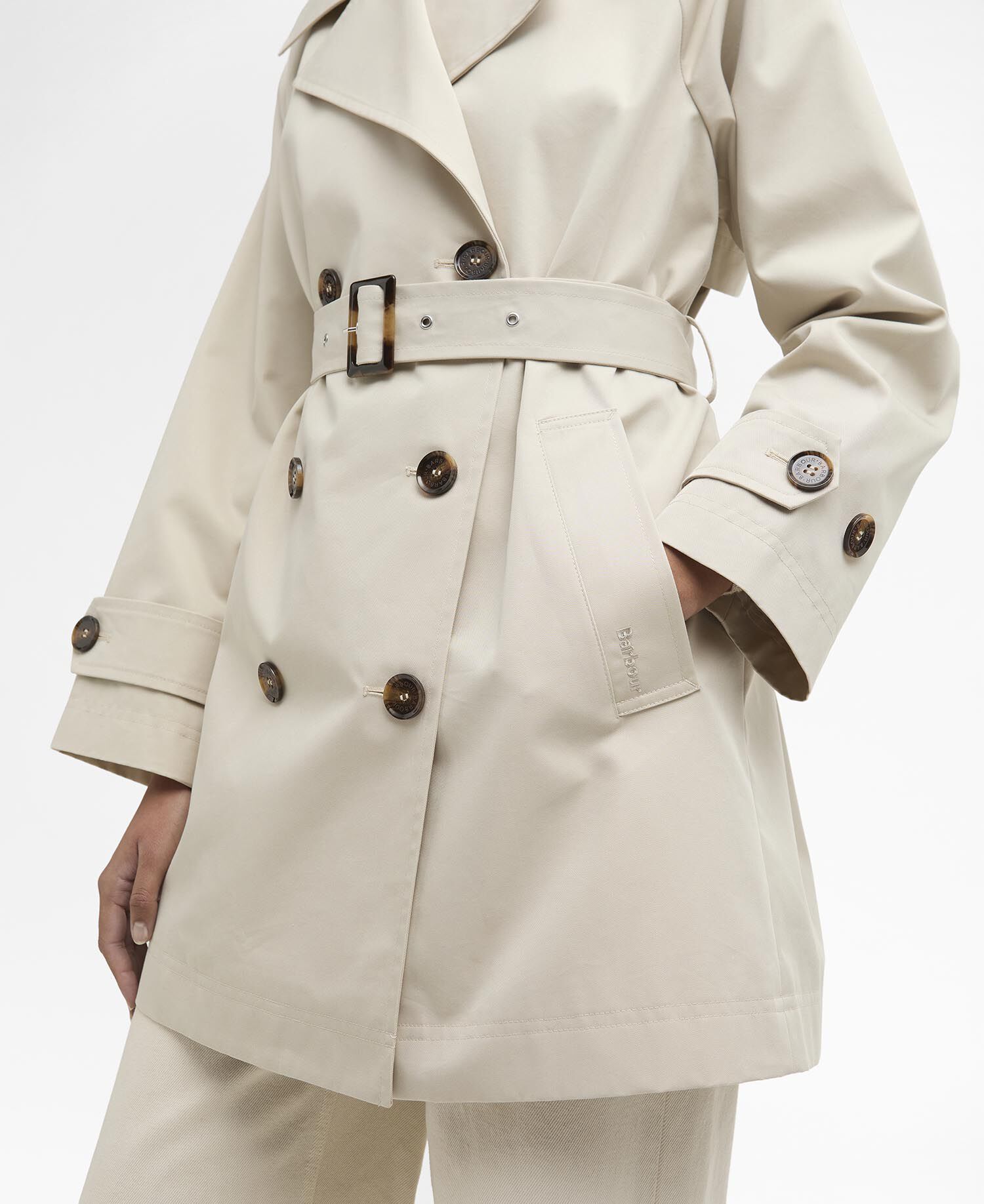 Adare Showerproof Trench Coat Mist/Dress Navy Tartan