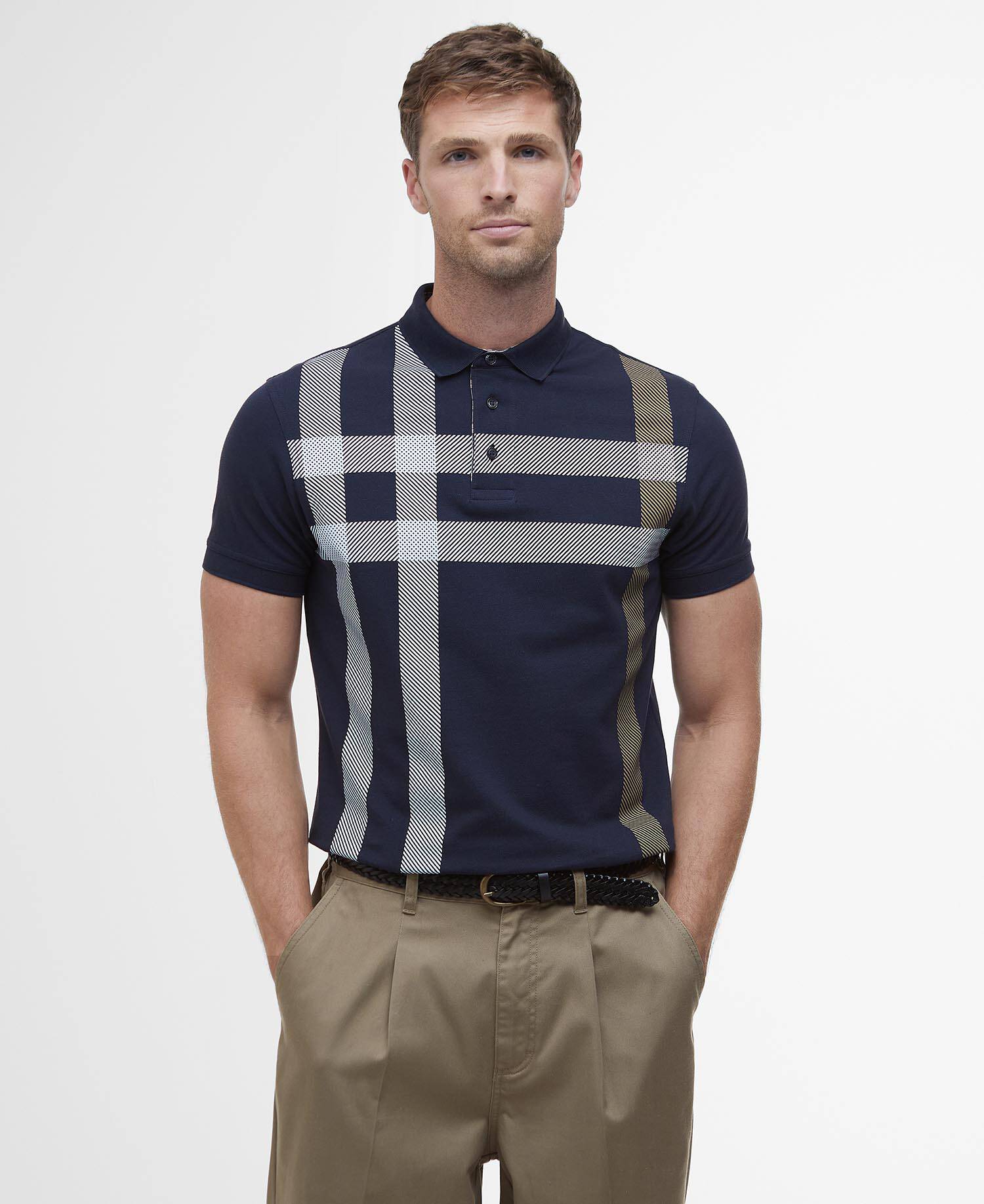 Blaine Tartan Short-Sleeved Polo Shirt Navy/Pine image number 0