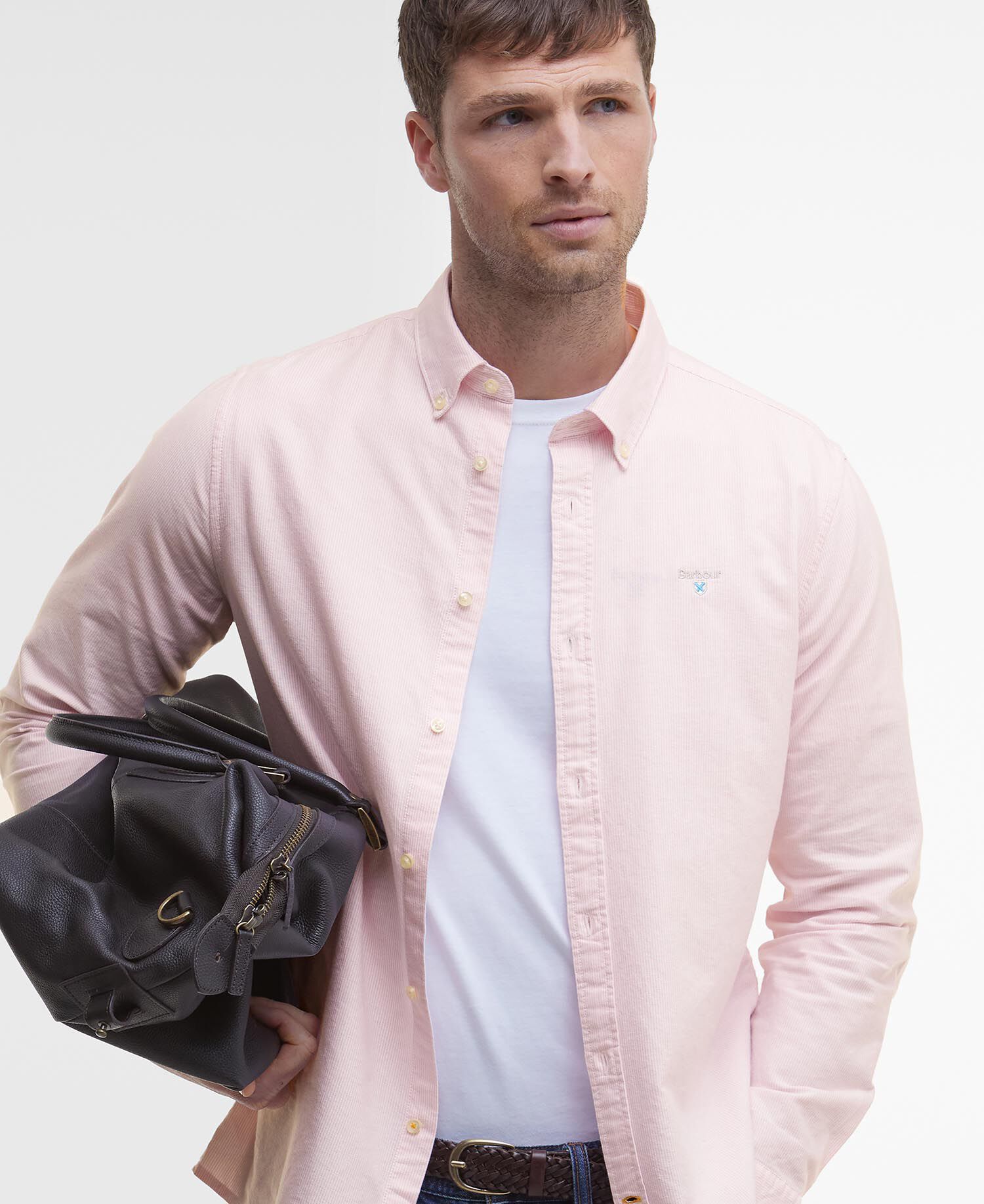 Striped Oxford Tailored Long-Sleeved Shirt Classic Pink