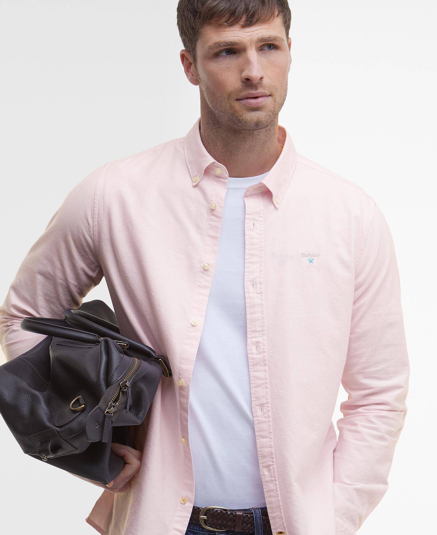 Striped Oxford Tailored Long-Sleeved Shirt Classic Pink image number 5