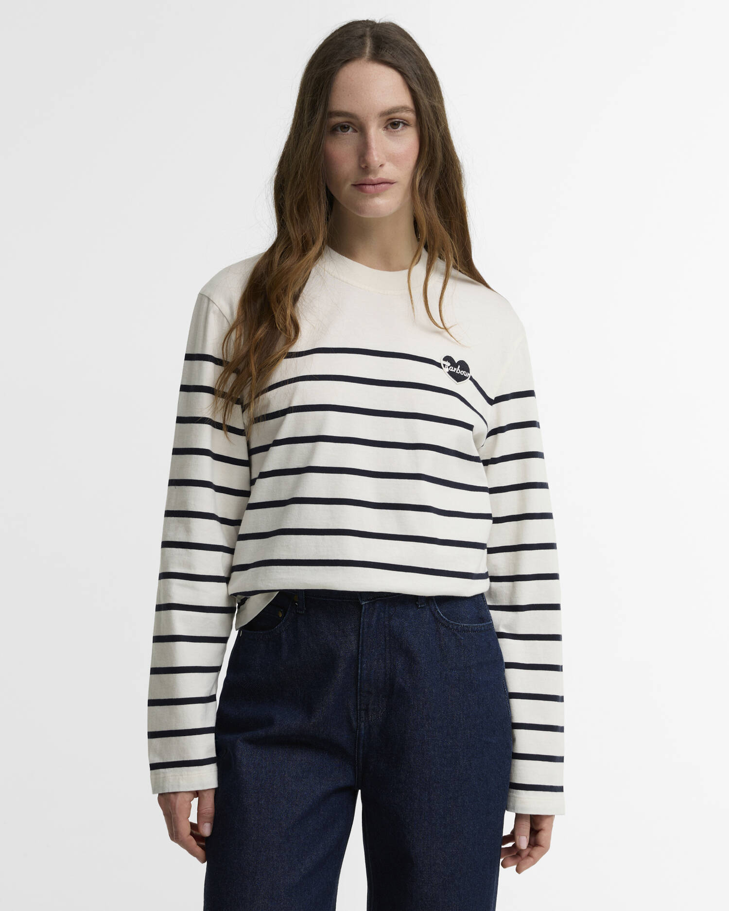 Harling Striped Long-Sleeved T-Shirt Cloud/Dark Navy image number 0
