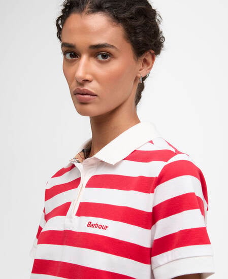 Ashbourne Striped Polo Shirt Poppy Red Stripe