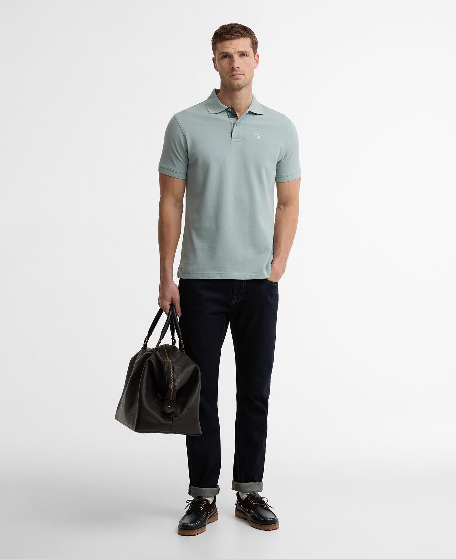 Tartan Pique Polo Shirt Dusty Slate