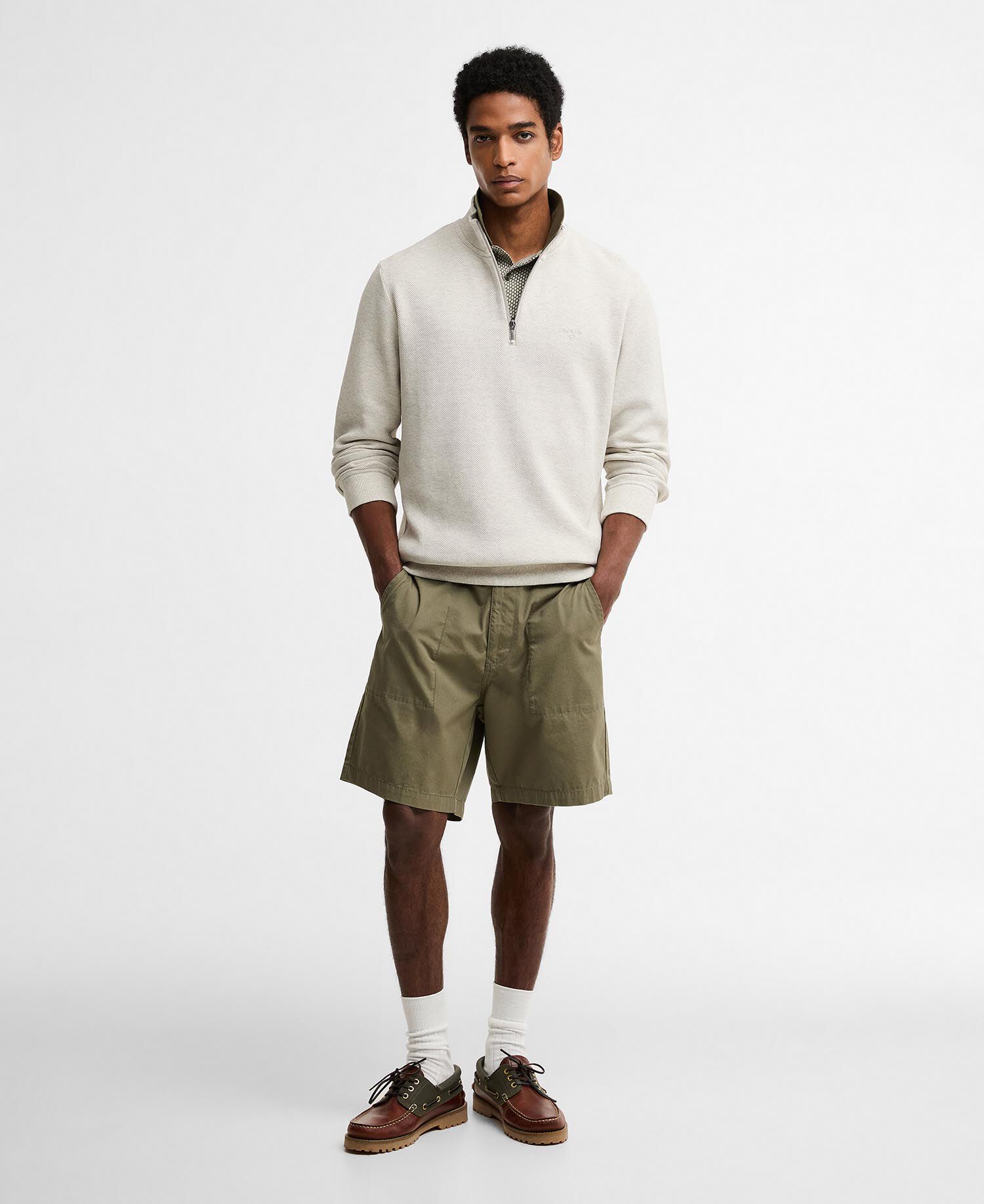 Felpa con zip corta Ravensworth Ecru Marl