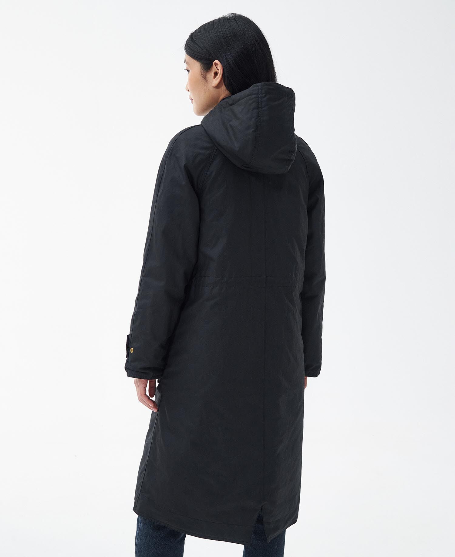 Long Cannich Waxed Jacket Black-Black Sage Tartan