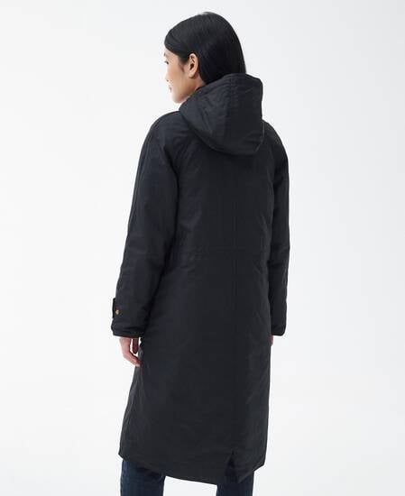 Long Cannich Waxed Jacket Black-Black Sage Tartan