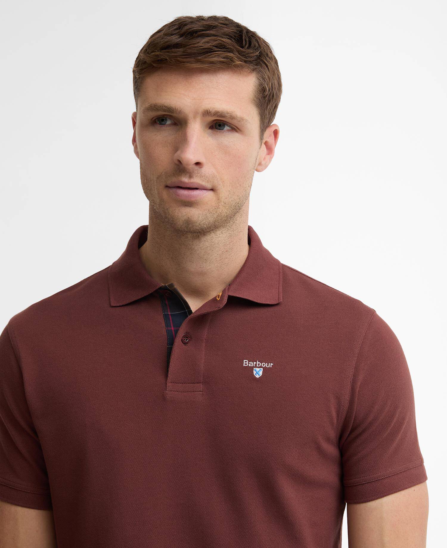 Tartan Pique Polo Shirt Burnt Pepper image number 3