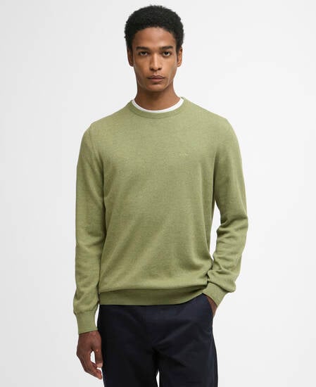 Pima Cotton Crew Neck Jumper Laurel Green