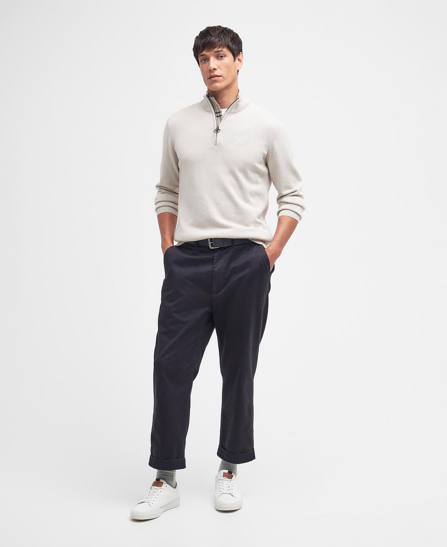 Felpa in cotone con mezza zip