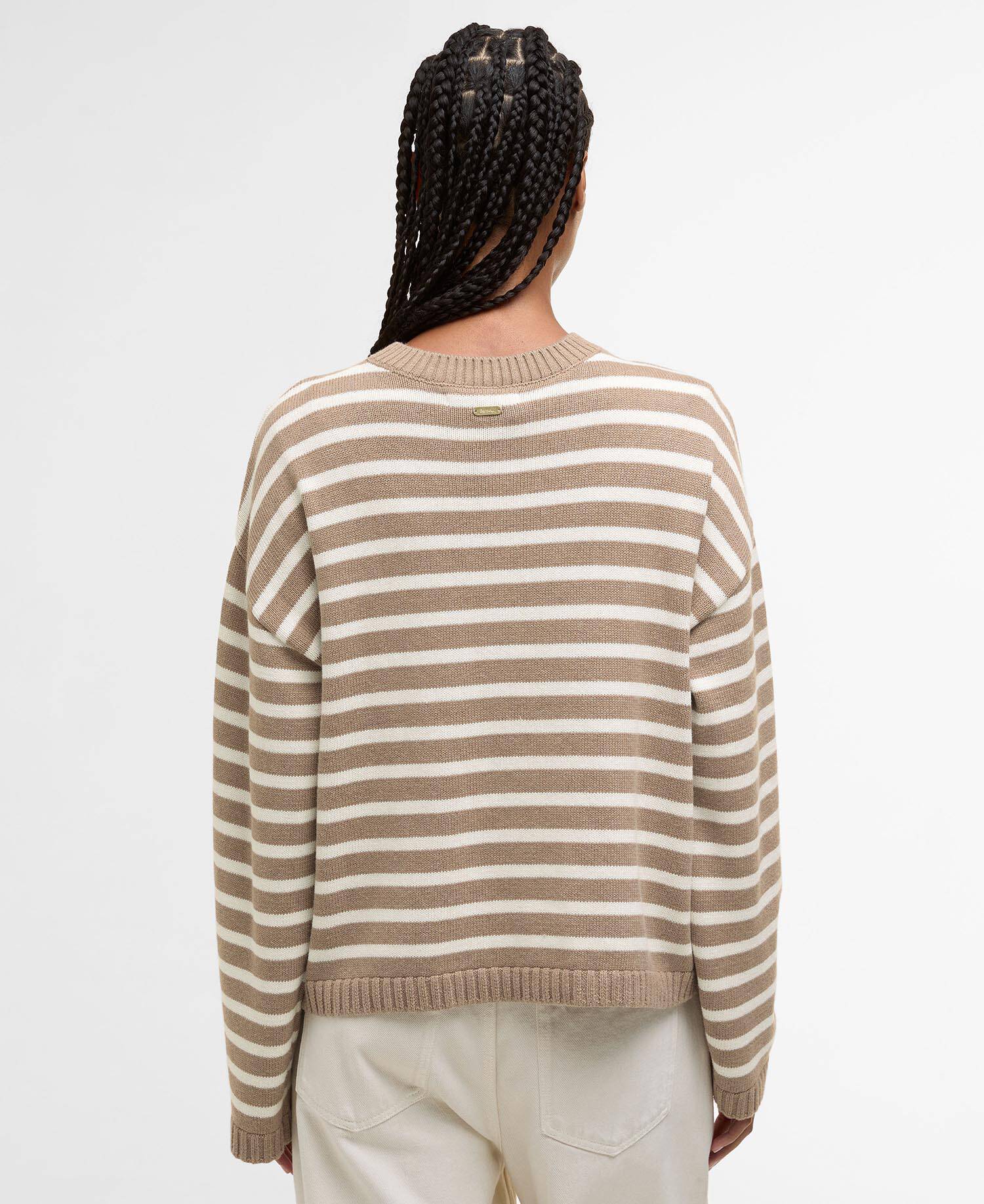 Strickpullover Rosie Rundhalsausschnitt Fawn/Ecru Stripe image number 2