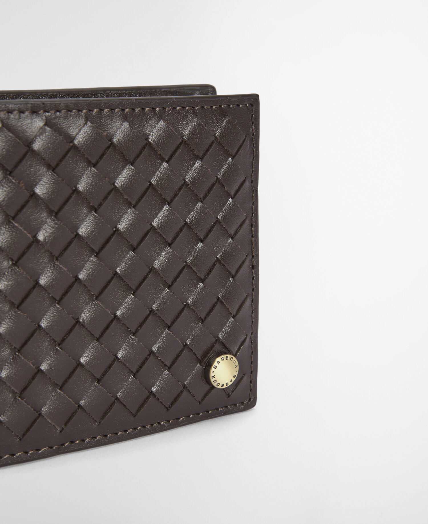 Portafoglio in pelle intrecciata Farne Brown
