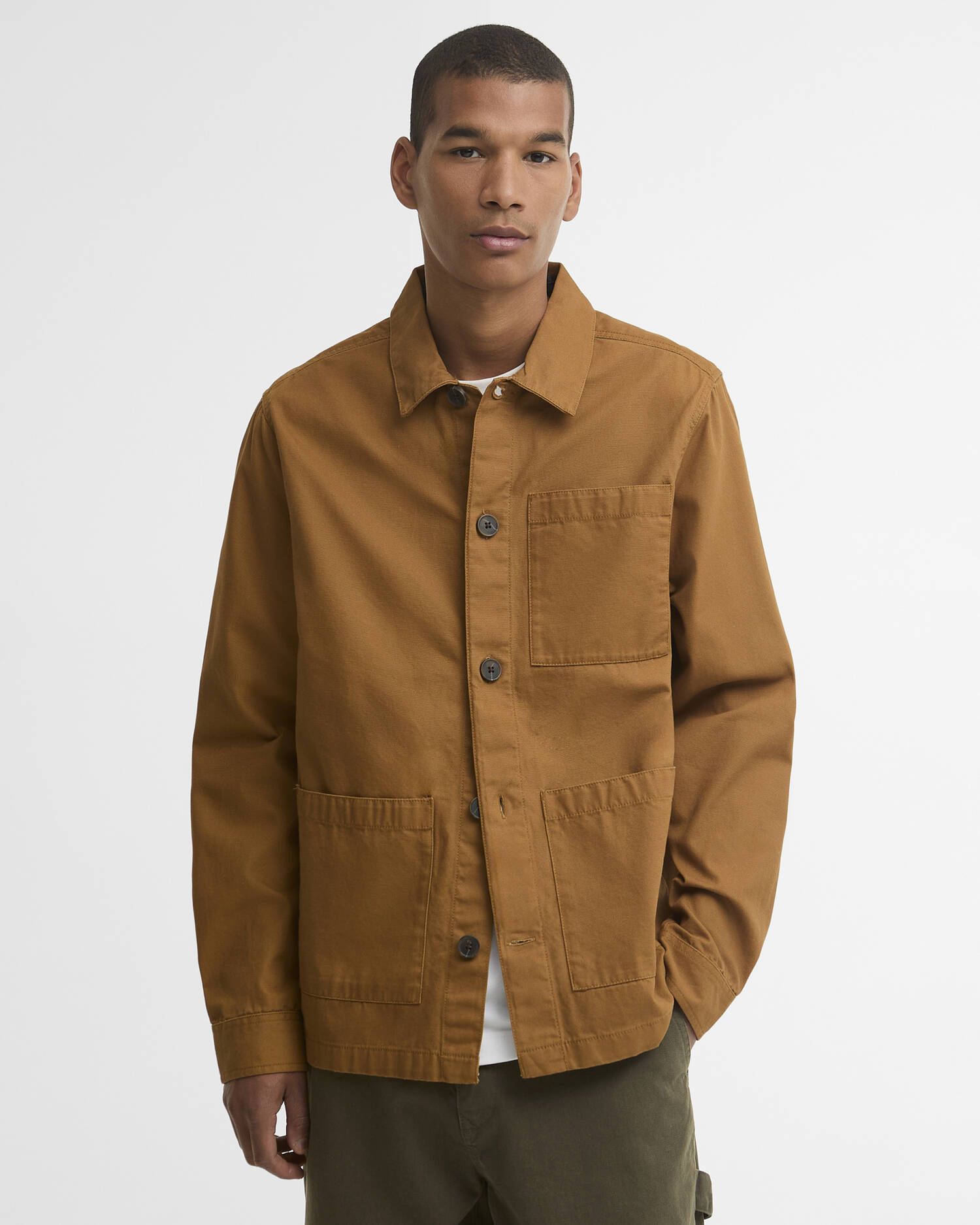 Barbour Overshirt Tartan Trimmed Washed Cinammon image number 0