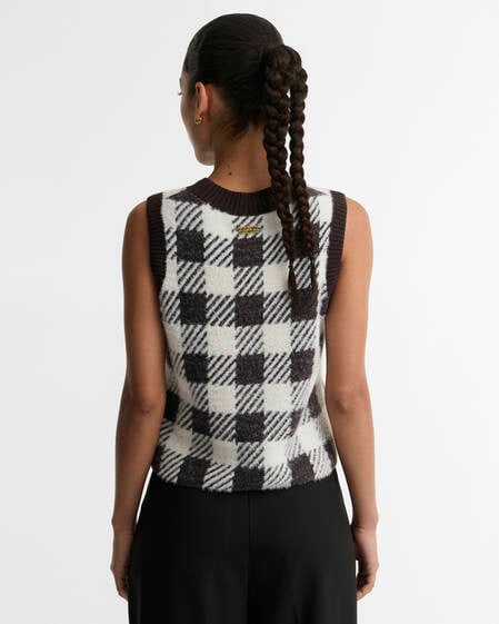Amaya Check Knitted Vest Truffle Multi