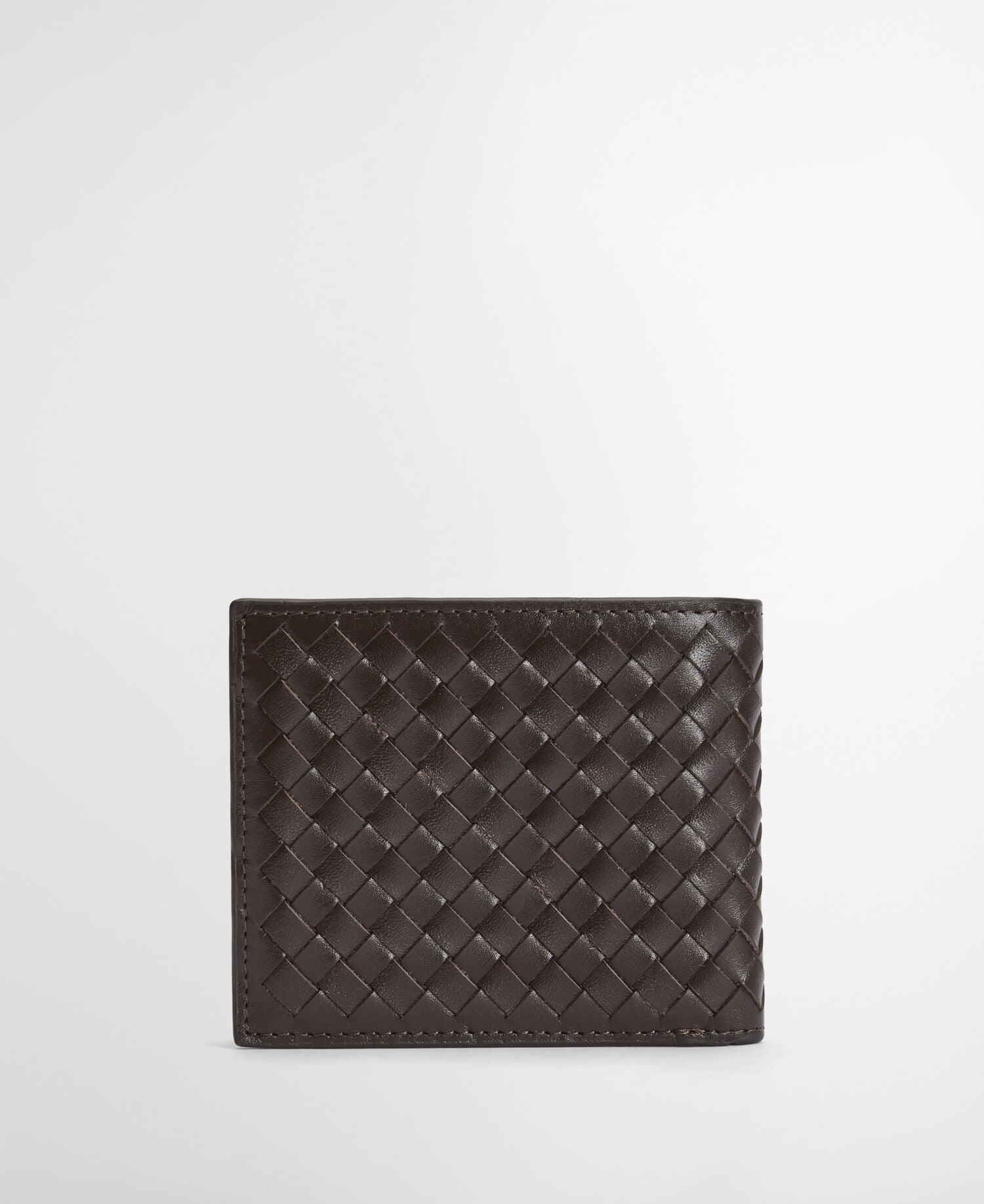 Portafoglio in pelle intrecciata Farne Brown