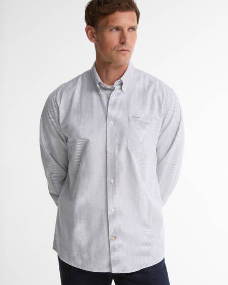 Sheldane Striped Regular Long-Sleeved Shirt Deep Blue