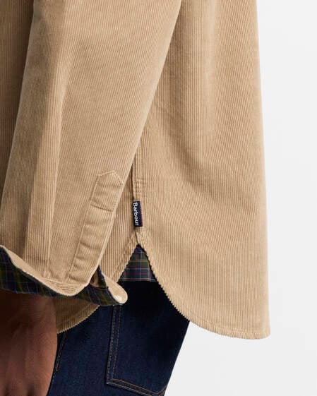 Camicia a coste sottili con maniche lunghe e taglio classico Washed Stone