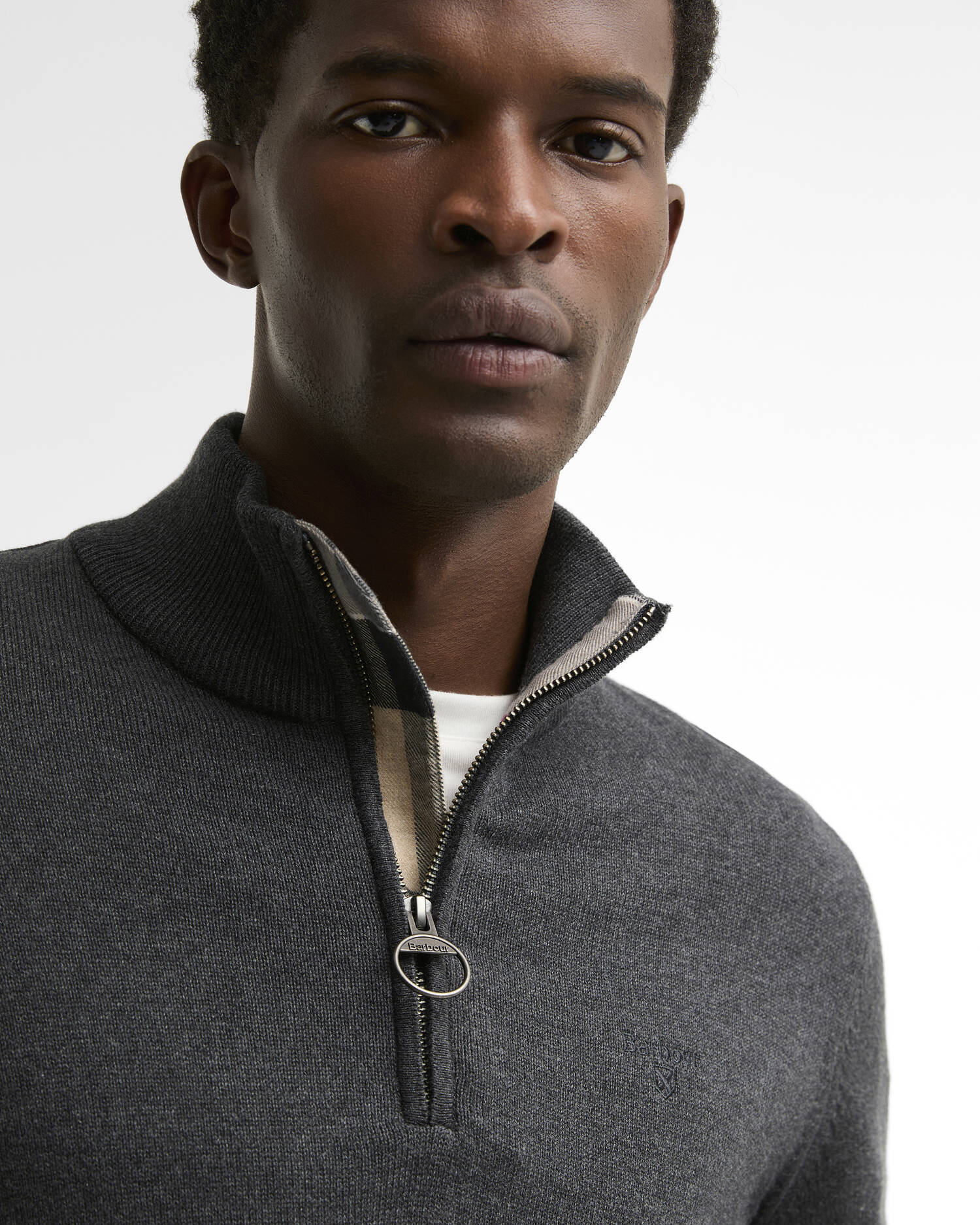 Cotton Quarter-Zip Jumper Charcoal image number 3